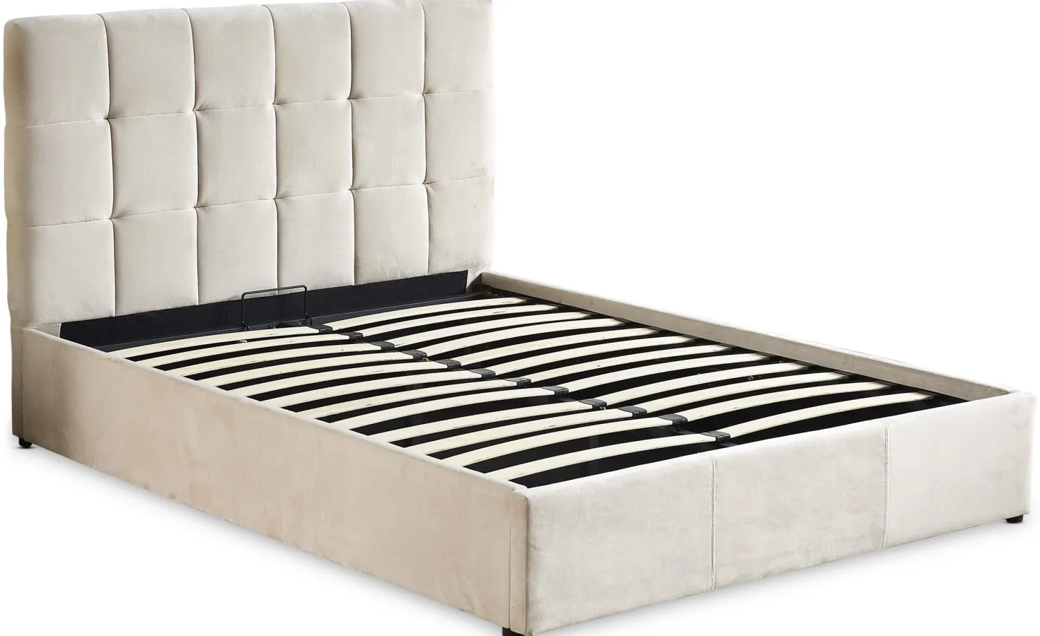 Lit double Luftani avec sommier relevable 140x190cm Velours Beige