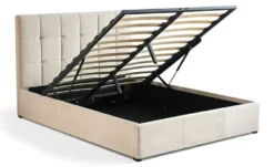 Lit double Luftani avec sommier relevable 140x190cm Velours Beige