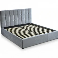 Lit double Luftani avec sommier relevable 180x200cm Velours Argent