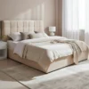 Lit double Luftani avec sommier relevable 160x200cm Velours Beige