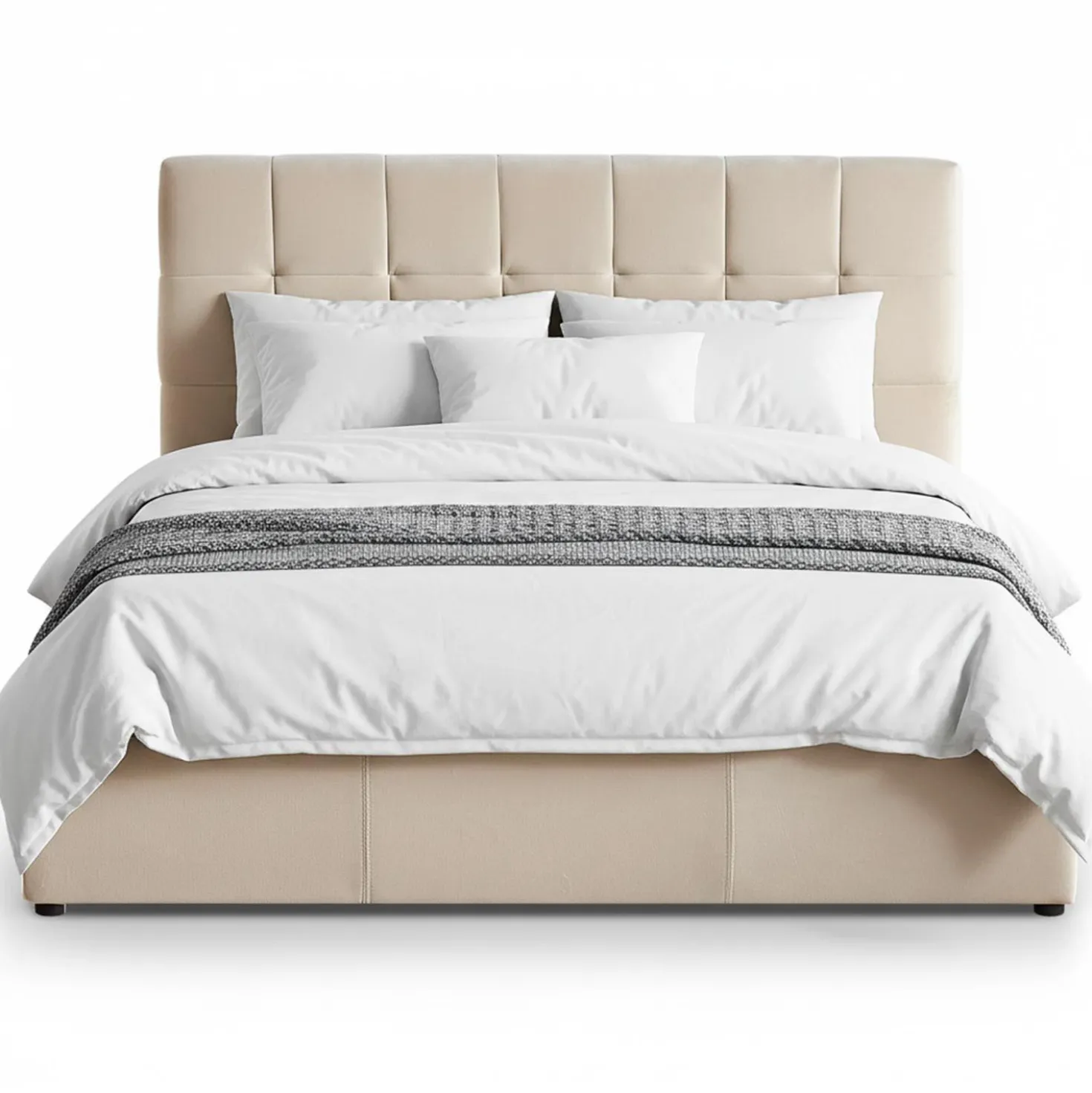 Lit double Luftani avec sommier relevable 160x200cm Velours Beige