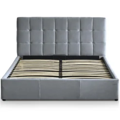 Lit double Luftani avec sommier relevable 160x200cm Velours Argent