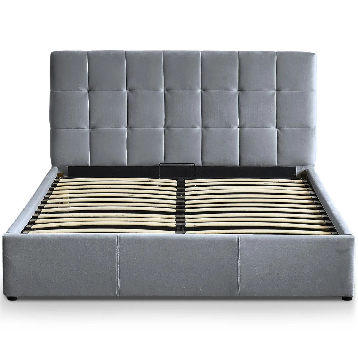 Lit double Luftani avec sommier relevable 160x200cm Velours Argent