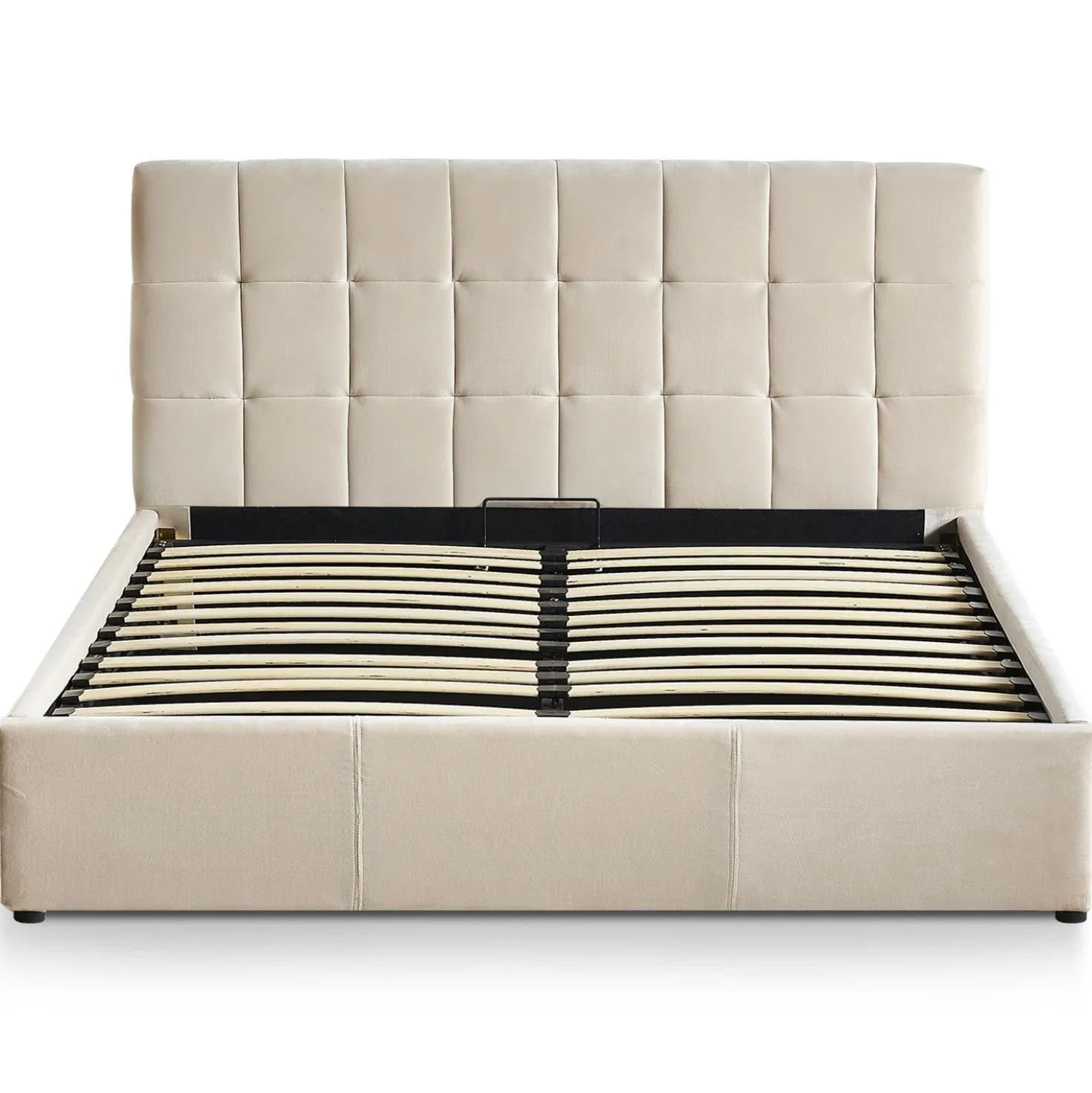 Lit double Luftani avec sommier relevable 180x200cm Velours Beige