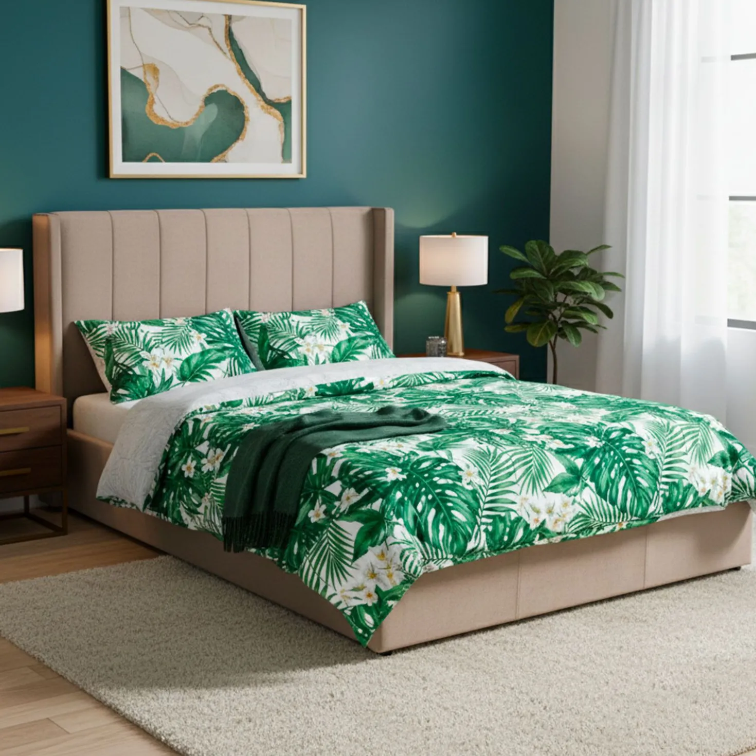Lit double Magorial avec sommier relevable 160x200cm Velours Taupe