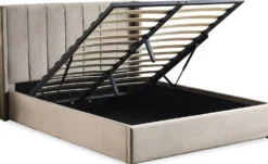 Lit double Magorial avec sommier relevable 160x200cm Velours Taupe