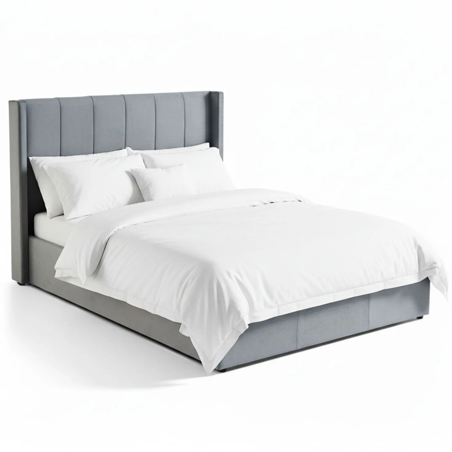 Lit double Magorial avec sommier relevable 140x190cm Velours Gris