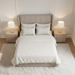 Lit double Magorial avec sommier relevable 140x190cm Velours Taupe