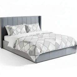 Lit double Magorial avec sommier relevable 180x200cm Velours Gris