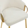 Lot de 8 chaises arrondies et matelassées Patricia Métal doré et Tissu Beige
