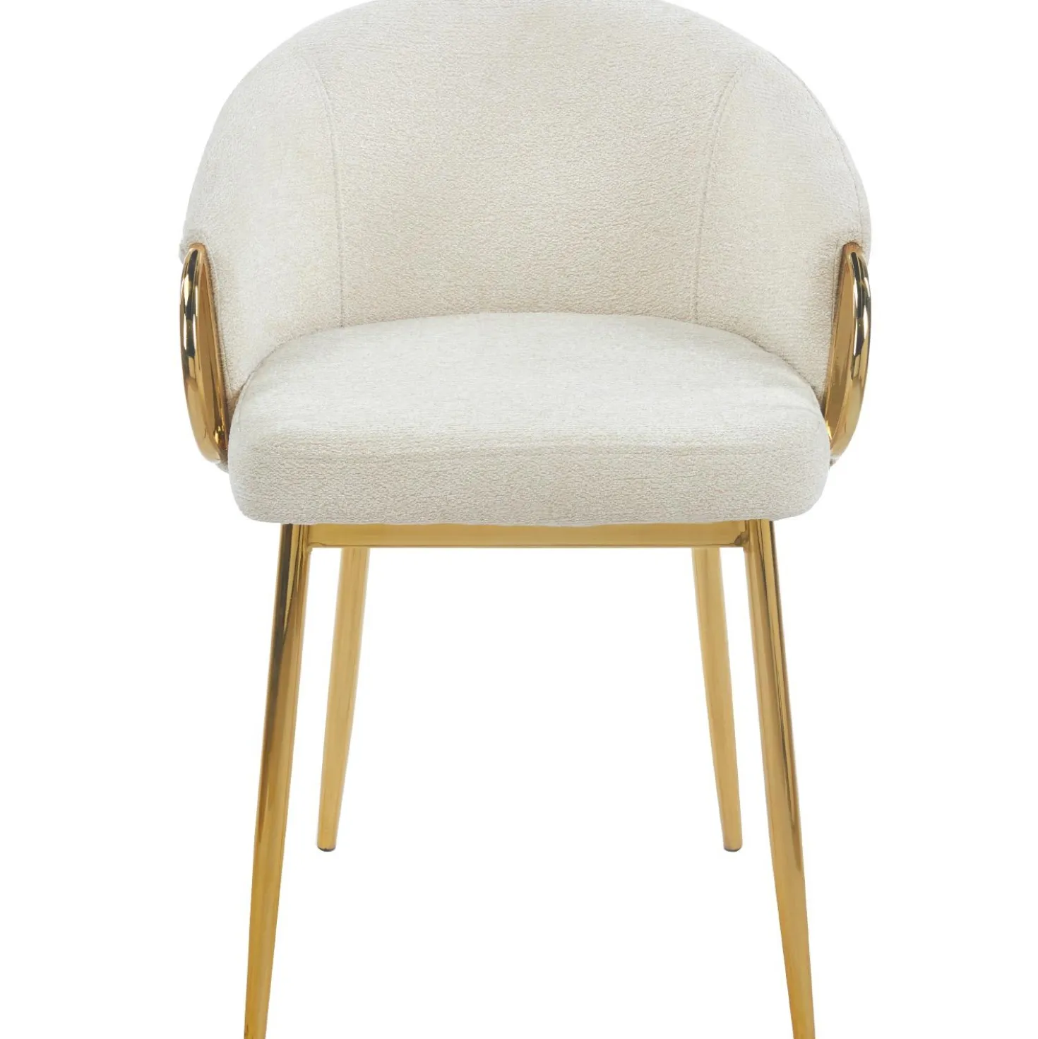 Lot de 8 chaises arrondies et matelassées Patricia Métal doré et Tissu Beige
