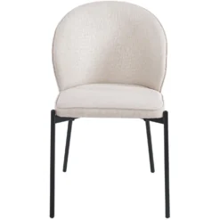 Lot de 2 chaises arrondies et matelassées Isabeau Métal Noir et Tissu Beige