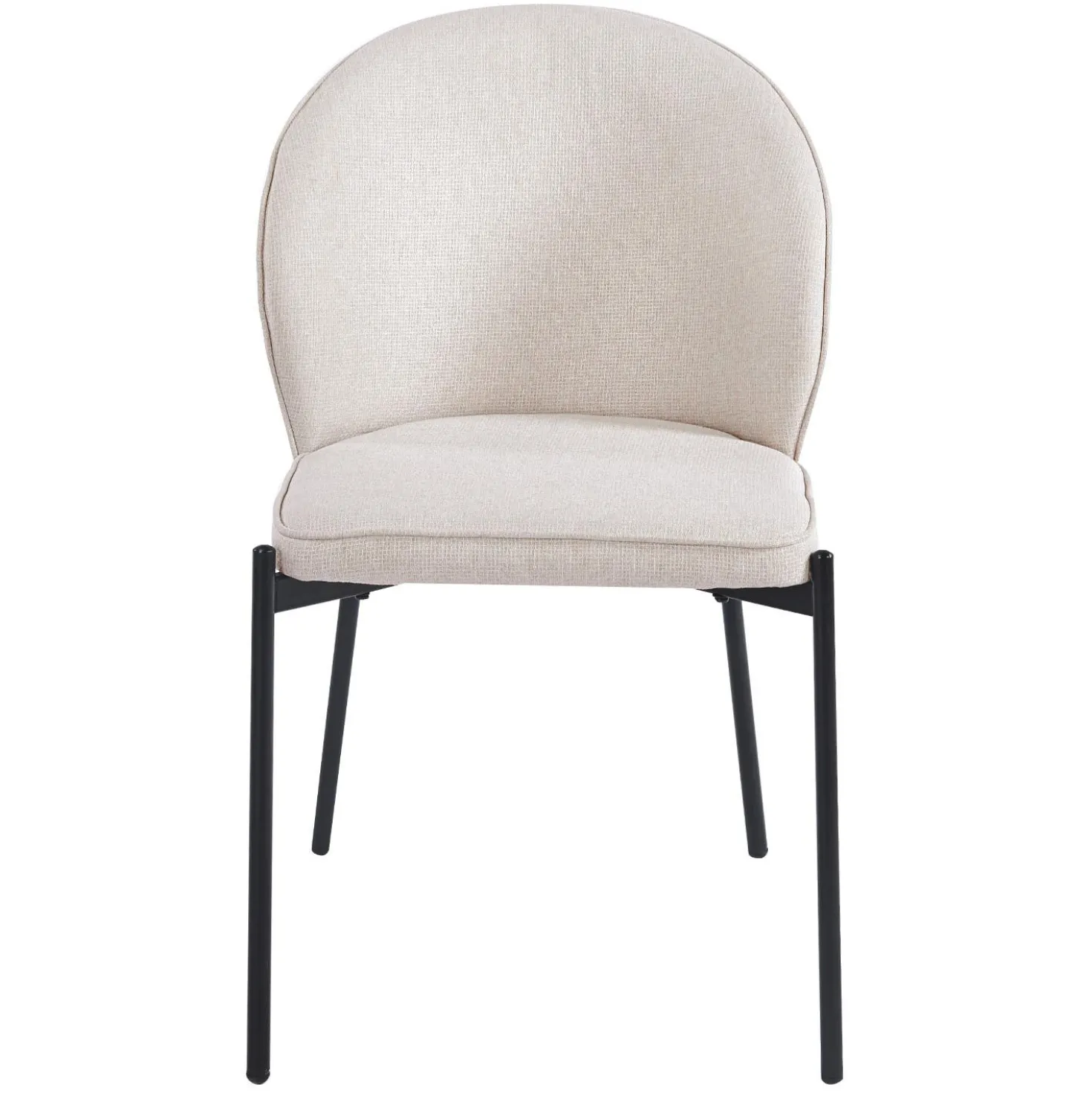 Lot de 2 chaises arrondies et matelassées Isabeau Métal Noir et Tissu Beige