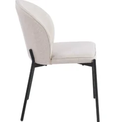Lot de 2 chaises arrondies et matelassées Isabeau Métal Noir et Tissu Beige