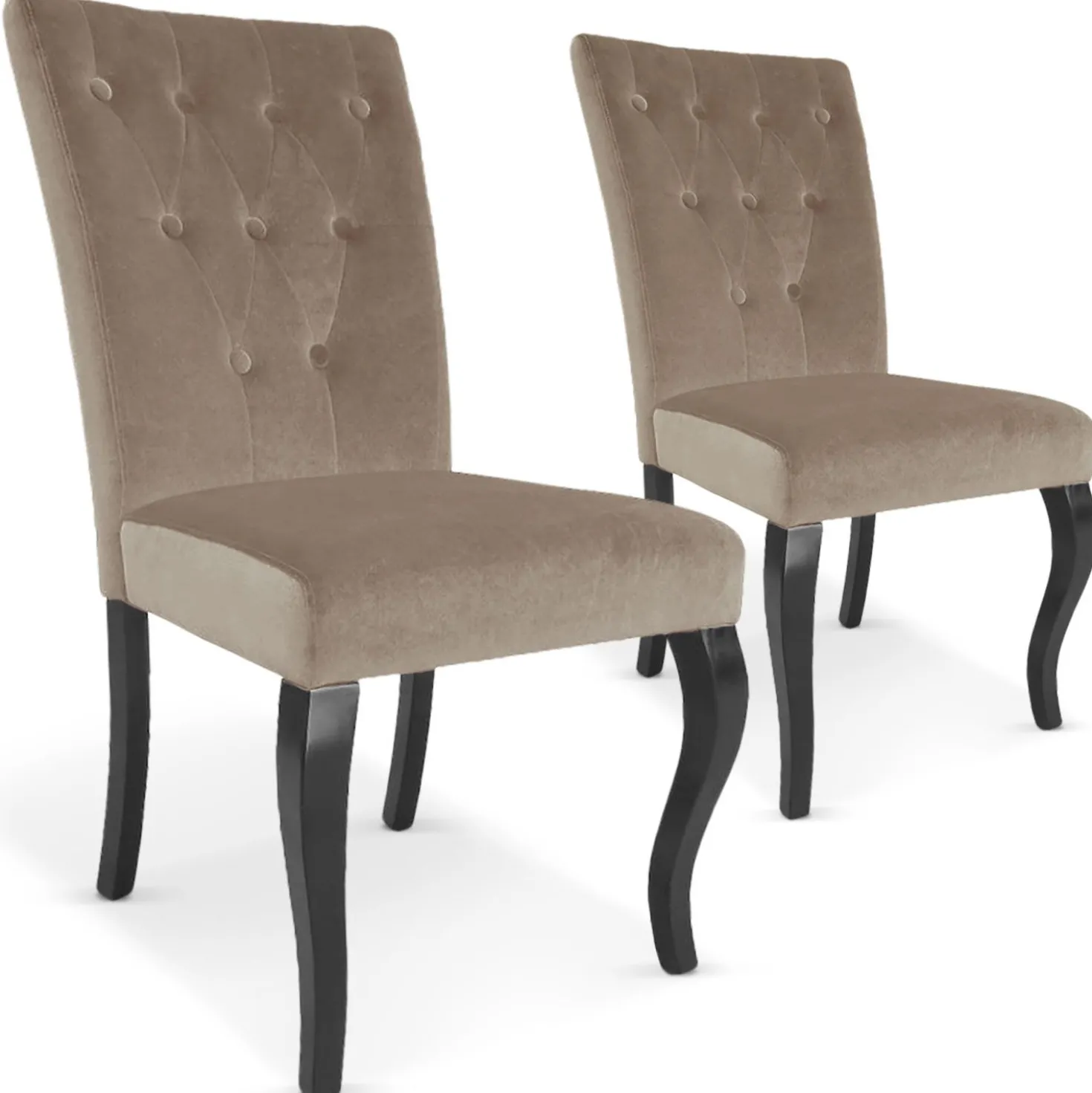 Lot de 2 chaises Beata velours Taupe