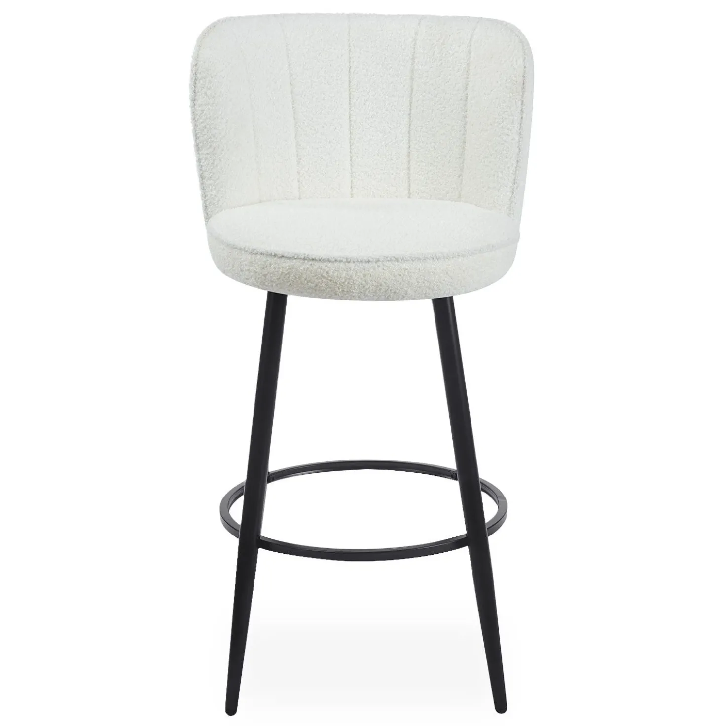 Lot de 2 chaises de bar au dossier incurvé Philippa Tissu bouclette Crème