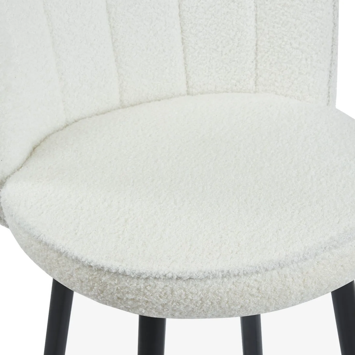 Lot de 2 chaises de bar au dossier incurvé Philippa Tissu bouclette Crème
