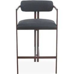 Lot de 2 chaises de bar design Galilea Métal Effet bois foncé et Tissu Anthracite