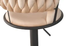 Lot de 2 chaises de bar dossier arrondi style maillage Xenox Velours Beige et Métal Noir