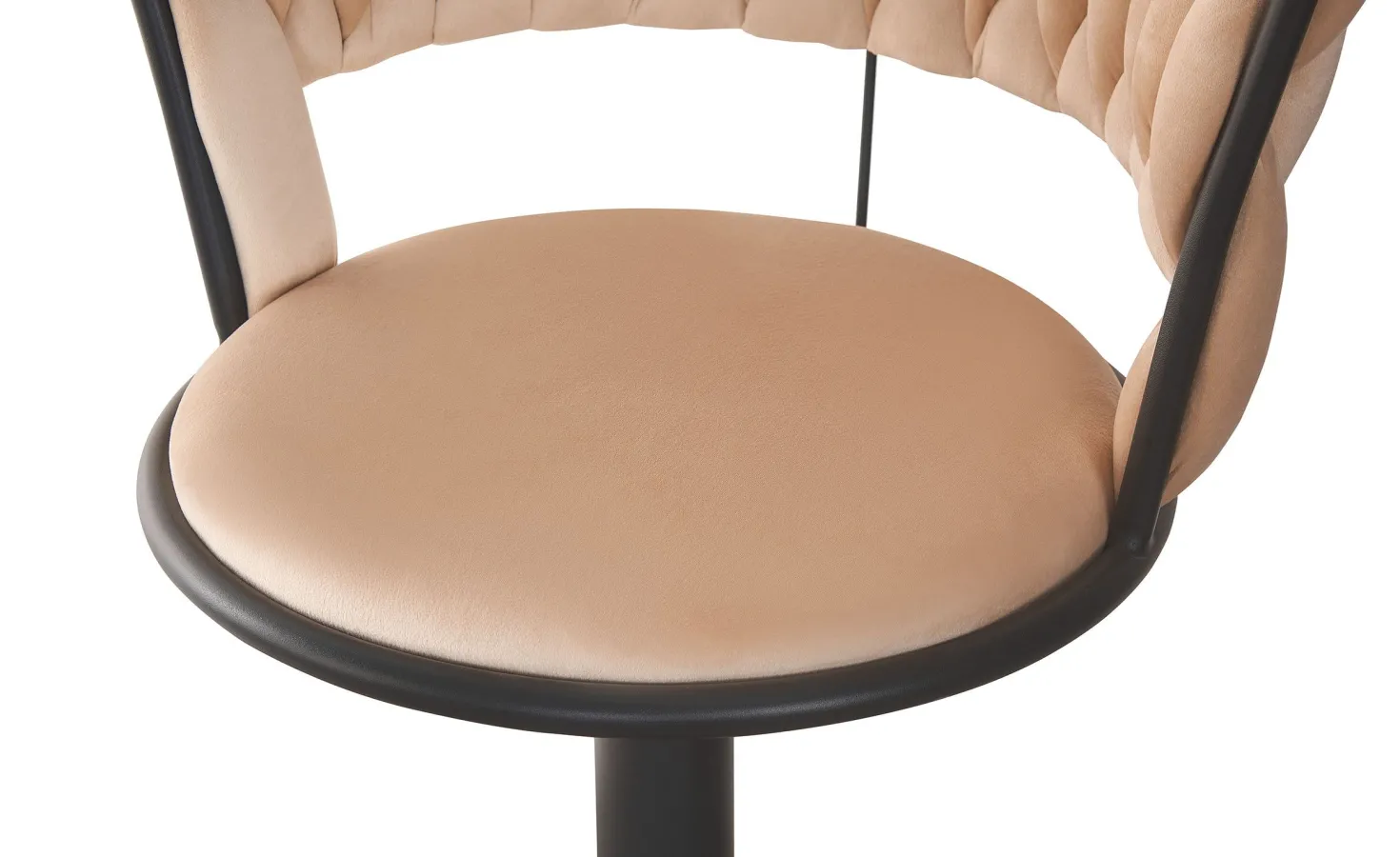 Lot de 2 chaises de bar dossier arrondi style maillage Xenox Velours Beige et Métal Noir