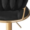 Lot de 2 chaises de bar dossier arrondi style maillage Xenox Velours Noir et Métal Or