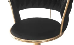 Lot de 2 chaises de bar dossier arrondi style maillage Xenox Velours Noir et Métal Or