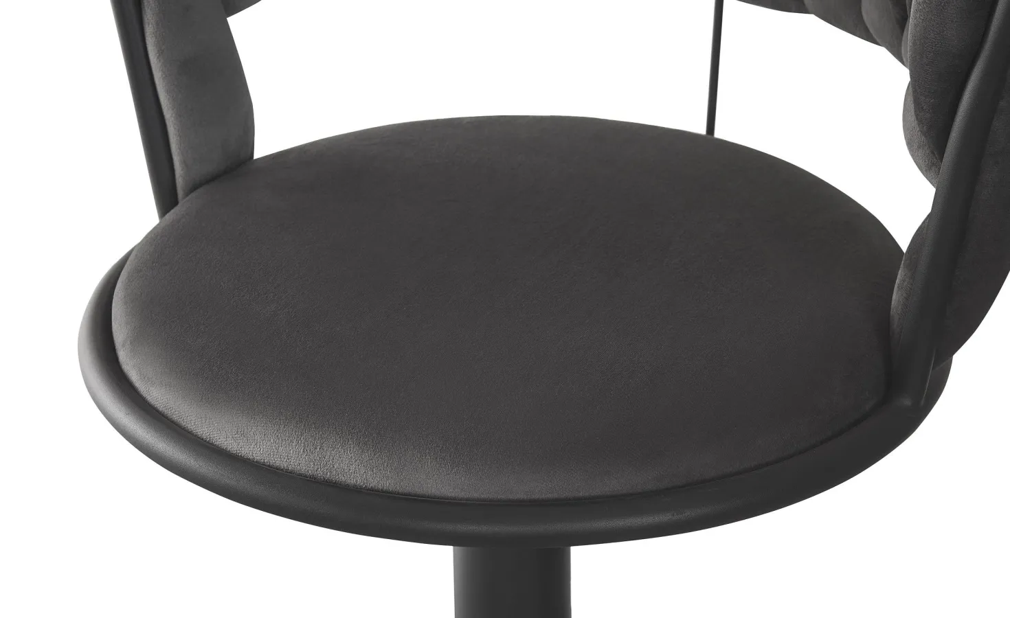 Lot de 2 chaises de bar dossier arrondi style maillage Xenox Velours Gris et Métal Noir