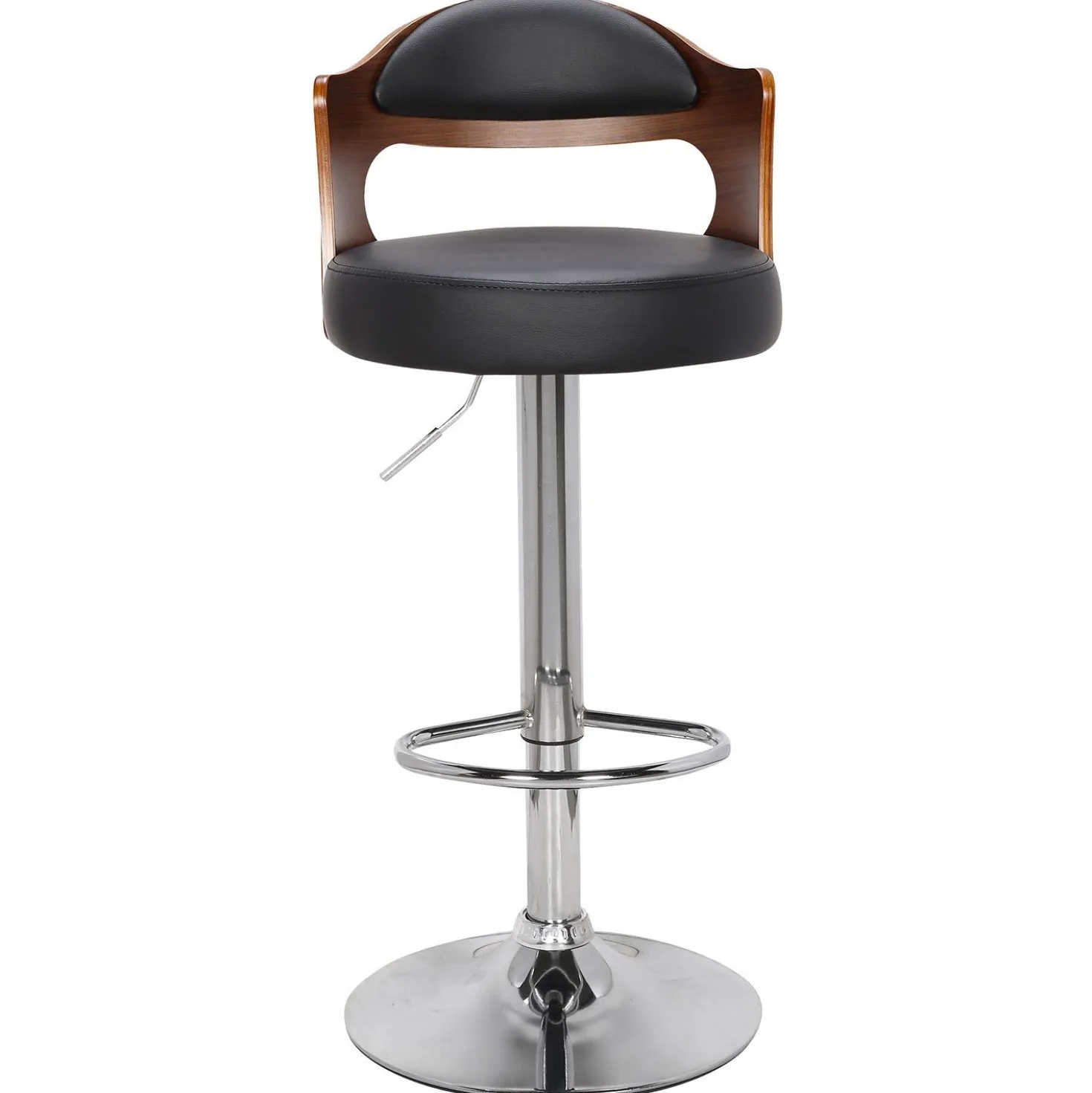 Lot de 4 chaises de bar Ruben Bois Noisette et Simili Noir