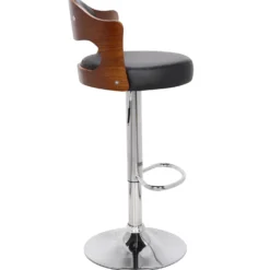 Lot de 6 chaises de bar Ruben Bois Noisette et Simili Noir