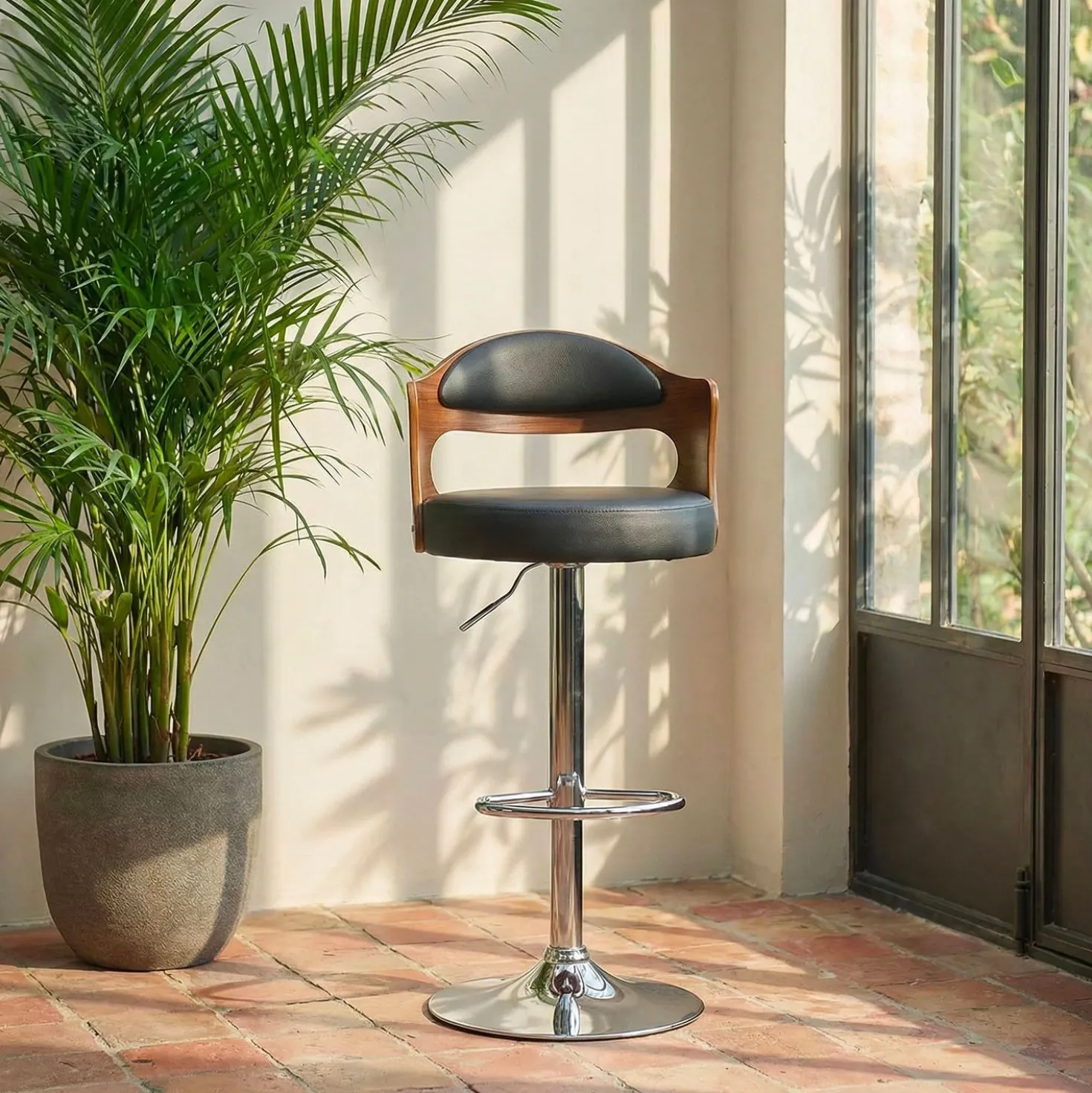 Lot de 2 chaises de bar Ruben Bois Noisette & Noir