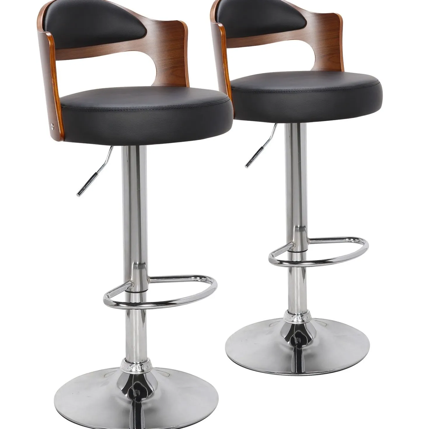 Lot de 2 chaises de bar Ruben Bois Noisette & Noir