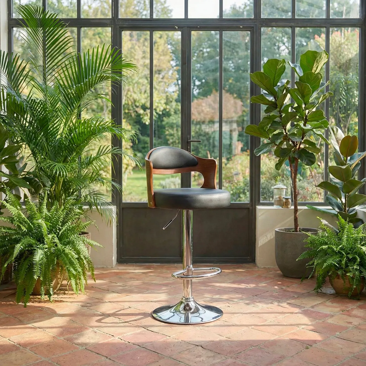 Lot de 2 chaises de bar Ruben Bois Noisette & Noir