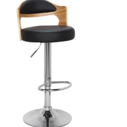 Lot de 6 chaises de bar Ruben Chêne clair et Simili Noir