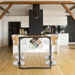Lot de 2 chaises de bar Ruben Chêne Clair & Simili Blanc