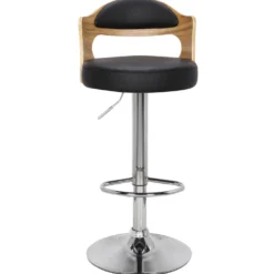 Lot de 4 chaises de bar Ruben Chêne clair et Simili Noir