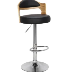 Lot de 4 chaises de bar Ruben Chêne clair et Simili Noir