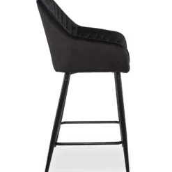 Lot de 2 chaises de bar Veronika Velours Noir