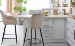 Lot de 2 chaises de bar Veronika Velours Taupe