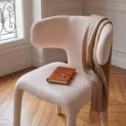 Lot de 2 chaises design dossiers arrondis Cotony Tissu Beige