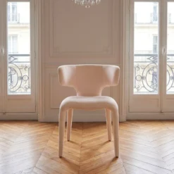 Lot de 2 chaises design dossiers arrondis Cotony Tissu Beige