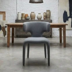 Lot de 2 chaises design dossiers arrondis Cotony Tissu Gris