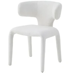 Lot de 2 chaises design dossiers arrondis Cotony Tissu bouclette Blanc