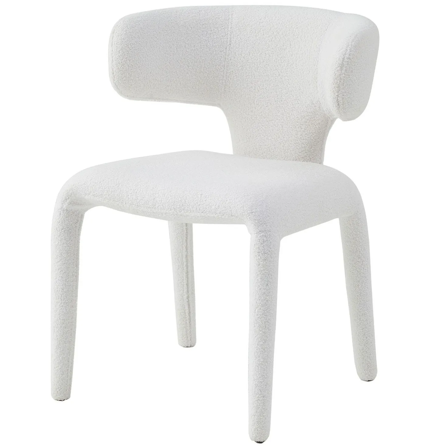 Lot de 2 chaises design dossiers arrondis Cotony Tissu bouclette Blanc