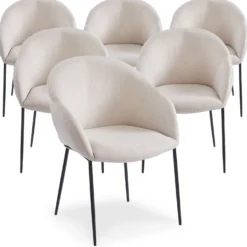 Lot de 6 chaises design enveloppant Ingrid Tissu beige