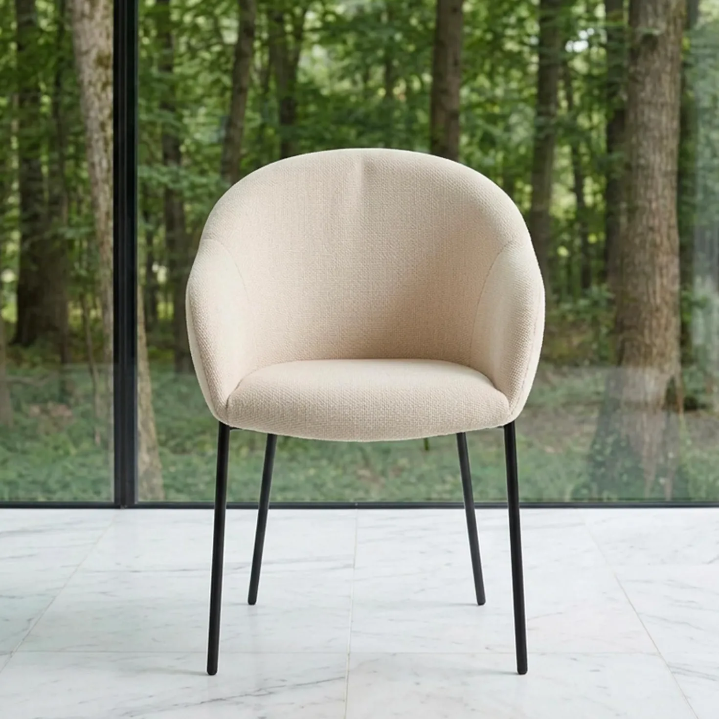 Lot de 6 chaises design enveloppant Ingrid Tissu beige