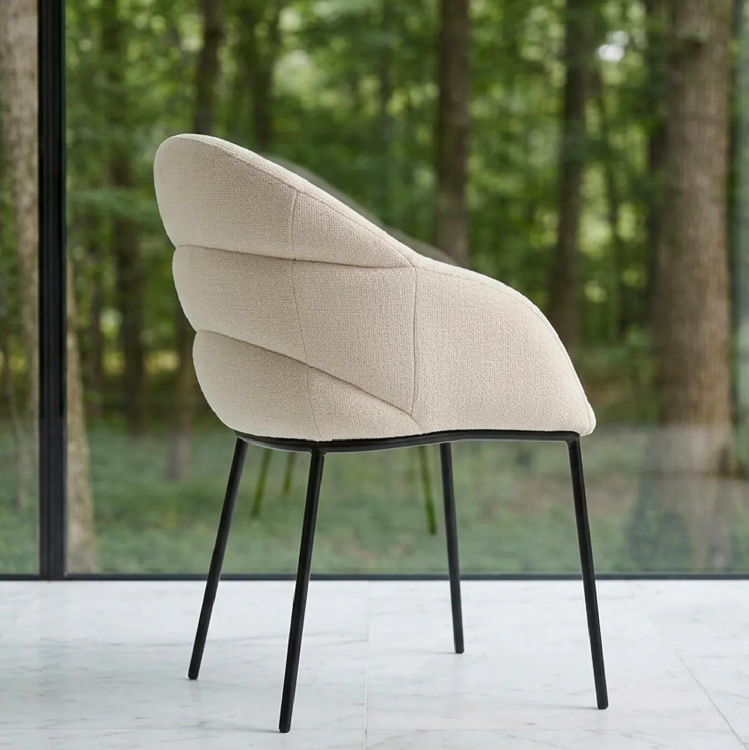 Lot de 2 chaises design enveloppant Ingrid Tissu beige