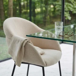 Lot de 2 chaises design enveloppant Ingrid Tissu beige