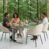 Lot de 8 chaises design enveloppant Ingrid Tissu beige