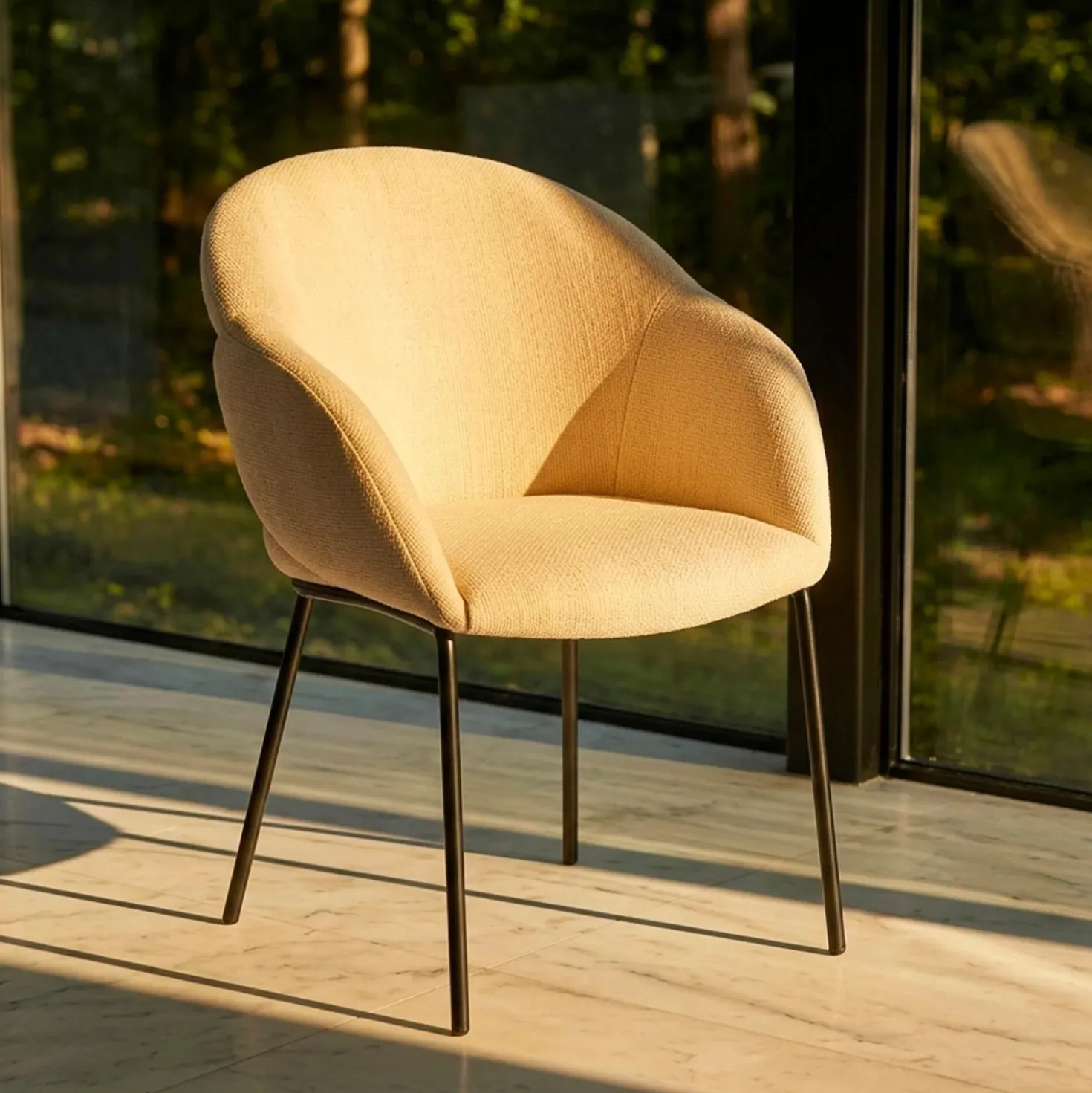 Lot de 8 chaises design enveloppant Ingrid Tissu beige