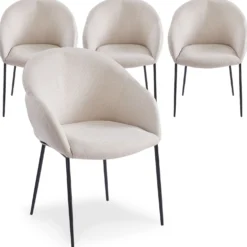 Lot de 4 chaises design enveloppant Ingrid Tissu beige